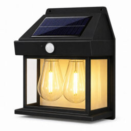 HSD Double Bulb Solar Wall Light With Motion Sensor (18 X 5.5 X 17Cm) - 3 Mode Warm White Led, Water Resistant, 6-8 Hour Lighting - thumbnail 2