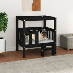 Walplus Dog Bed Black 65.5X43X70 Cm Solid Wood Pine
