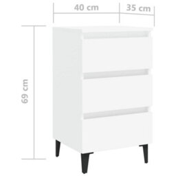 Berkfield Bed Cabinet With Metal Legs White 40X35X69 Cm - thumbnail 7