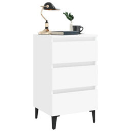 Berkfield Bed Cabinet With Metal Legs White 40X35X69 Cm - thumbnail 3