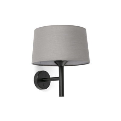 Luminosa Lighting Luminosa Windsor Wall Lamp With Shade Black, Grey 1X E27 - image 1