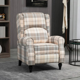 Recliner Armchair Push Back Recliner Chair With Footrest And Wood Legs Khaki - thumbnail 5
