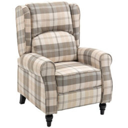 Recliner Armchair Push Back Recliner Chair With Footrest And Wood Legs Khaki - thumbnail 1