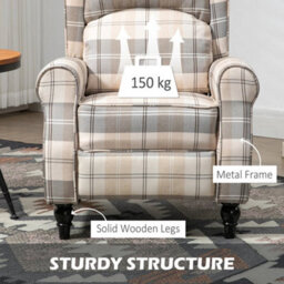 Recliner Armchair Push Back Recliner Chair With Footrest And Wood Legs Khaki - thumbnail 6