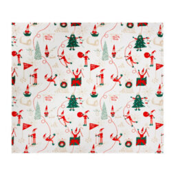 Duvet Day Elfie Printed Christmas Fleece Throw, Cream/mint, 130 X 150Cm - thumbnail 2
