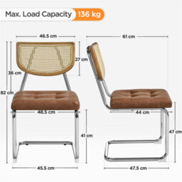 Yaheetech 2Pcs Retro Brown Dining Chairs With Mesh Rattan Back - thumbnail 3
