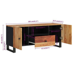 Berkfield Durable Tv Cabinet 105X33.5X46 Cm Solid Wood Acacia&engineered Wood - thumbnail 9