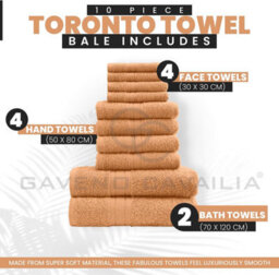 Gaveno Cavailia 10 Piece Toronto Towel Bale Set Peach Premier Super Soft And Quick Obsorbent Bath Towel - thumbnail 2