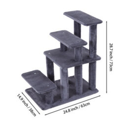 Thehotsale Grey Pet Stairs Cat Tree With 4-Step Climb Ladder For Climbing And Lounging, 38Cm W X 63Cm D X 73Cm H - thumbnail 6