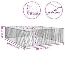 Vidaxl Outdoor Dog Kennel With Door 3X4X1 M Galvanised Steel - thumbnail 3