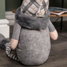 Samuel Alexander 73Cm Grey Sitting Christmas Gonk Decoration With Tartan Hat And Dangly Legs - thumbnail 7