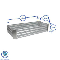 Harbour Housewares Raised Garden Beds - 2X Ivory Rectangular Bottomless Metal Raised Galvanised Steel Planter Box 180 X 90Cm - thumbnail 7