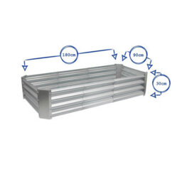 Harbour Housewares Raised Garden Beds - 2X Ivory Rectangular Bottomless Metal Raised Galvanised Steel Planter Box 180 X 90Cm - thumbnail 3