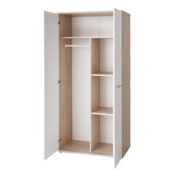 Arte Dino 03 Hinged Wardrobe W900mm H1910mm D550mm - White Matt & Oak Sonoma With Hanging Rail And Shelves - thumbnail 2
