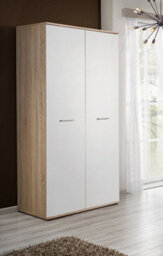 Arte Dino 03 Hinged Wardrobe W900mm H1910mm D550mm - White Matt & Oak Sonoma With Hanging Rail And Shelves - thumbnail 3