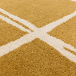 Gold Chequered Wool Modern Shaggy Handmade Rug For Living Room Bedroom & Dining Room-200Cm X 290 Cm - thumbnail 3