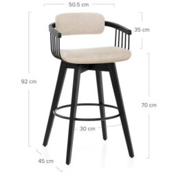1 Atlantic Electra Bar Stool Beige Fabric Black Wooden Legs - thumbnail 7
