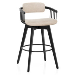 1 Atlantic Electra Bar Stool Beige Fabric Black Wooden Legs - thumbnail 4