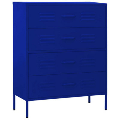 Berkfield Durable Chest Of Drawers Navy Blue 80X35X101.5 Cm Steel