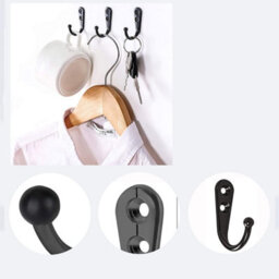 20 Pack Simple Black Hooks, Wall Hooks, Black Coat Hooks, Equipped With Mounting Screws - thumbnail 6