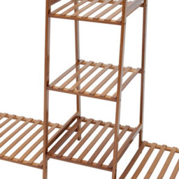 Thehotsale Trapezoid Bamboo Garment Rack With 5-Tier Storage Shelves Brown - thumbnail 7