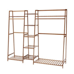 Thehotsale Trapezoid Bamboo Garment Rack With 5-Tier Storage Shelves Brown - thumbnail 3