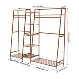 Thehotsale Trapezoid Bamboo Garment Rack With 5-Tier Storage Shelves Brown - thumbnail 8