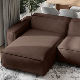 Valencia Nathan Full Aniline Leather Lounge Modular Four Seats Double Chaise Sofa Dark Chocolate Color Fsc Pine Wood - thumbnail 3