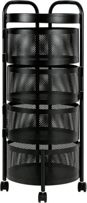 Hygrad Built to Survive 4 Tier Round Multi Layer Rotating Storage Cart Detachable Kitchen Bathroom Trolley Shelf Vegetable Fruit Storage Basket - image 1