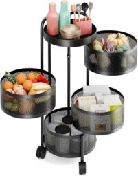 Hygrad Built to Survive 4 Tier Round Multi Layer Rotating Storage Cart Detachable Kitchen Bathroom Trolley Shelf Vegetable Fruit Storage Basket - thumbnail 2