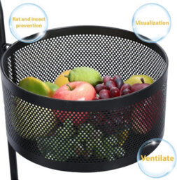 Hygrad Built to Survive 4 Tier Round Multi Layer Rotating Storage Cart Detachable Kitchen Bathroom Trolley Shelf Vegetable Fruit Storage Basket - thumbnail 3