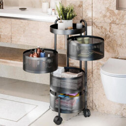 Hygrad Built to Survive 4 Tier Round Multi Layer Rotating Storage Cart Detachable Kitchen Bathroom Trolley Shelf Vegetable Fruit Storage Basket - thumbnail 6