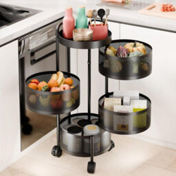 Hygrad Built to Survive 4 Tier Round Multi Layer Rotating Storage Cart Detachable Kitchen Bathroom Trolley Shelf Vegetable Fruit Storage Basket - thumbnail 7