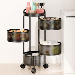 Hygrad Built to Survive 4 Tier Round Multi Layer Rotating Storage Cart Detachable Kitchen Bathroom Trolley Shelf Vegetable Fruit Storage Basket - thumbnail 4