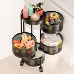 Hygrad Built to Survive 4 Tier Round Multi Layer Rotating Storage Cart Detachable Kitchen Bathroom Trolley Shelf Vegetable Fruit Storage Basket - thumbnail 8