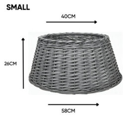 Natural Grey Wicker Christmas Tree Skirt 40Cm Top 58Cm Bottom 26Cm Height - Small - thumbnail 2