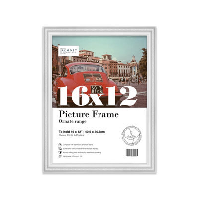 16X12 White Ornate Picture Frame (40.6 X 30.5Cm) Poster, Photo, Artwork, Gallery Wall Or Print - image 1