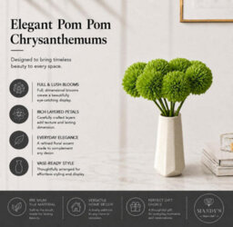 Amorly 18Pcs Artificial Pure Green Ball Chrysanthemum Flowers Artificial Mums Flowers For Home Table Centerpiece Decor Silk Flowers - thumbnail 8