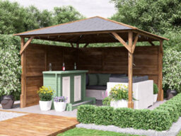 Dunster House Garden Bar Gazebo 3M X 3M Utopia Heavy Duty Garden Shelter With Log Bar Included - thumbnail 2