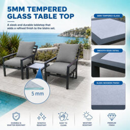 Shatchi 4 Seater 5 Piece Aluminium Garden Sofa Dining Set With Gas Lift Table, Ottoman Bench & Grey Cushions - thumbnail 5