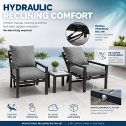 Shatchi 4 Seater 5 Piece Aluminium Garden Sofa Dining Set With Gas Lift Table, Ottoman Bench & Grey Cushions - thumbnail 4