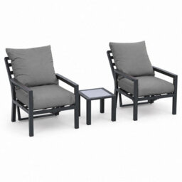 Shatchi 4 Seater 5 Piece Aluminium Garden Sofa Dining Set With Gas Lift Table, Ottoman Bench & Grey Cushions - thumbnail 3