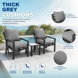 Shatchi 4 Seater 5 Piece Aluminium Garden Sofa Dining Set With Gas Lift Table, Ottoman Bench & Grey Cushions - thumbnail 6