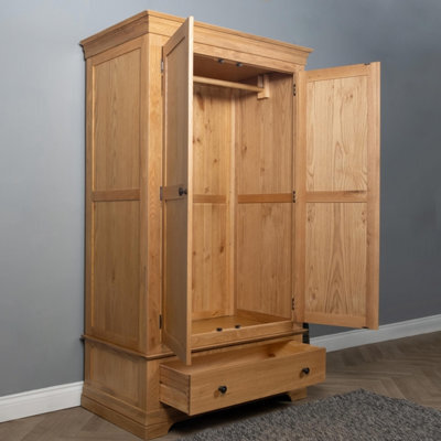 Elm Home And Products Elm Home And Garden Exquisite Oak Double Wardrobe Oak  2 Doors 1 Drawer - image 1