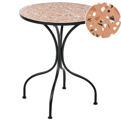 Beliani Bistro Table Adrano 60 Cm 60 Cm Terrazzo Effect Metal Black - image 1