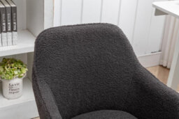 Abrihome New Teddy Fabric Material Adjustable Height Swivel Home Office Chair For Indoor Office With Gold Legs, Dark Gray - thumbnail 2