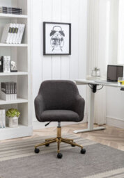 Abrihome New Teddy Fabric Material Adjustable Height Swivel Home Office Chair For Indoor Office With Gold Legs, Dark Gray - thumbnail 7