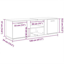 Vidaxl Tv Cabinet Smoked Oak 120X34X37 Cm Engineered Wood - thumbnail 9