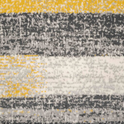 Loomed Yellow Ochre Grey Distressed Striped Block Living Room Runner Rug 60X240Cm - thumbnail 2
