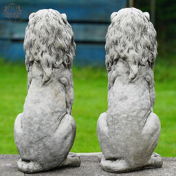 Burgess Pair Of Regal Lion Stone Statues British Made Large Garden Ornaments - thumbnail 6
